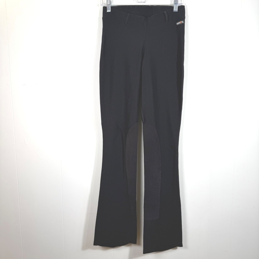 Kerrits Equestrian Riding Pants Breeches Black Ribbed Size Medium Bootcut USA